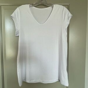 Classic White V-Neck Women's Top